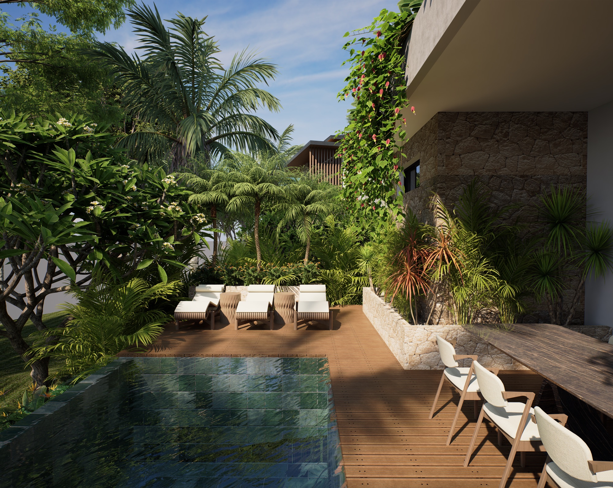 Piscina y terraza de Casa Junquillal