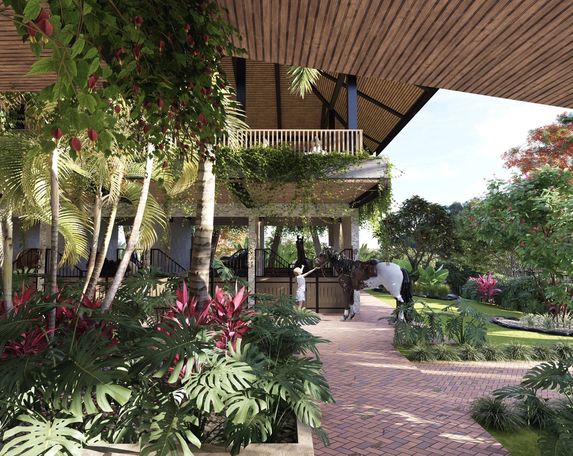 Centro Ecuestre, render de las caballerizas